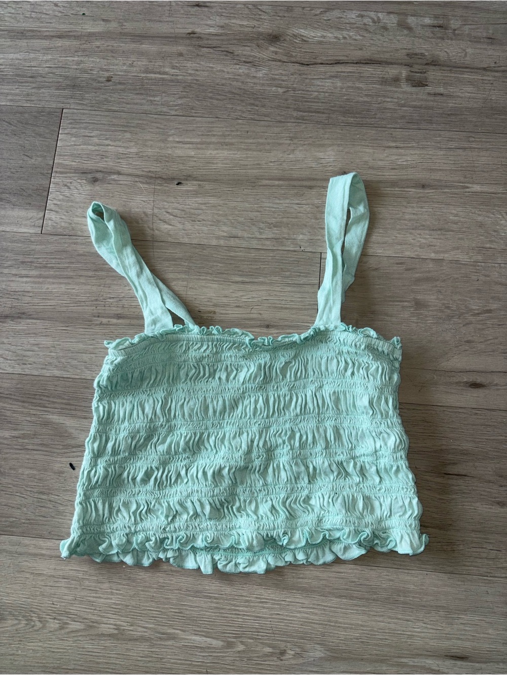 American Eagle Outfitters Mint Green Smocked Crop Top